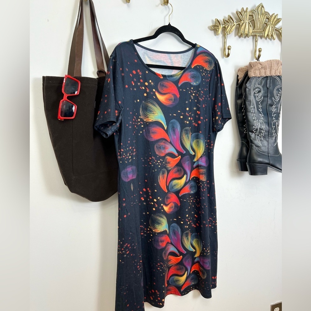 Eclectic short sleeve dress Xl ptp 23” l 42” - Picture 3 of 4